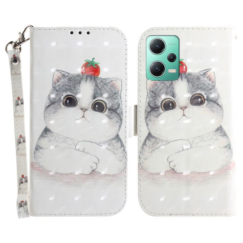 Housse Xiaomi Redmi Note 12/Poco X5 5G Chat Gris à Lanière