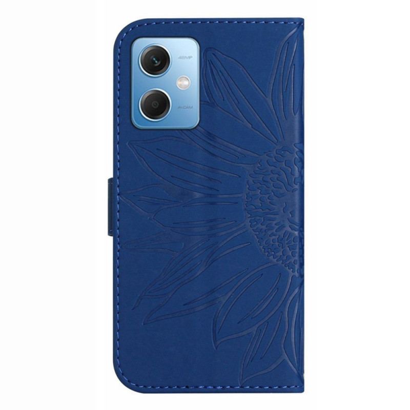 Housse Xiaomi Redmi Note 12/Poco X5 5G Fleur avec Lanière