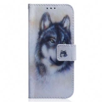 Housse Xiaomi Redmi Note 12/Poco X5 5G Loup Aquarelle à Lanière