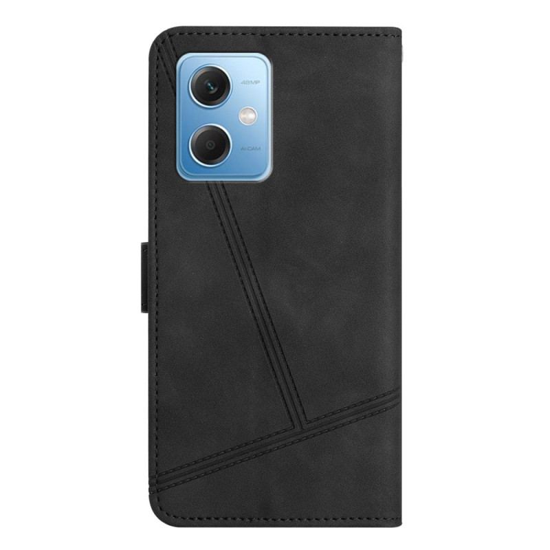 Housse Xiaomi Redmi Note 12/Poco X5 5G Style Cuir Géométrique à Lanière