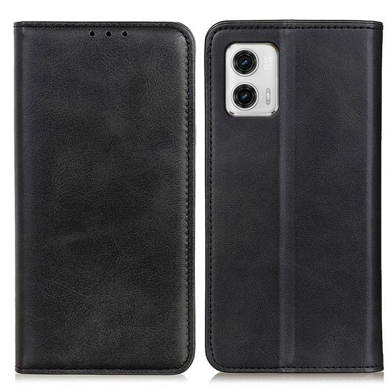 Flip Cover Moto G73 5G Cuir Fendu Élégance