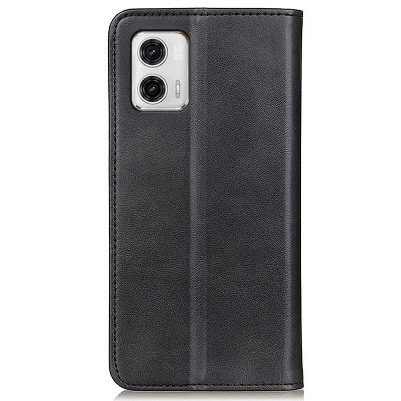 Flip Cover Moto G73 5G Cuir Fendu Élégance