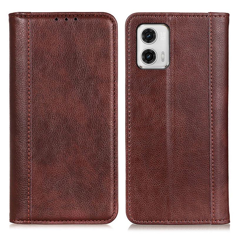 Flip Cover Moto G73 5G Cuir Fendu Stylé