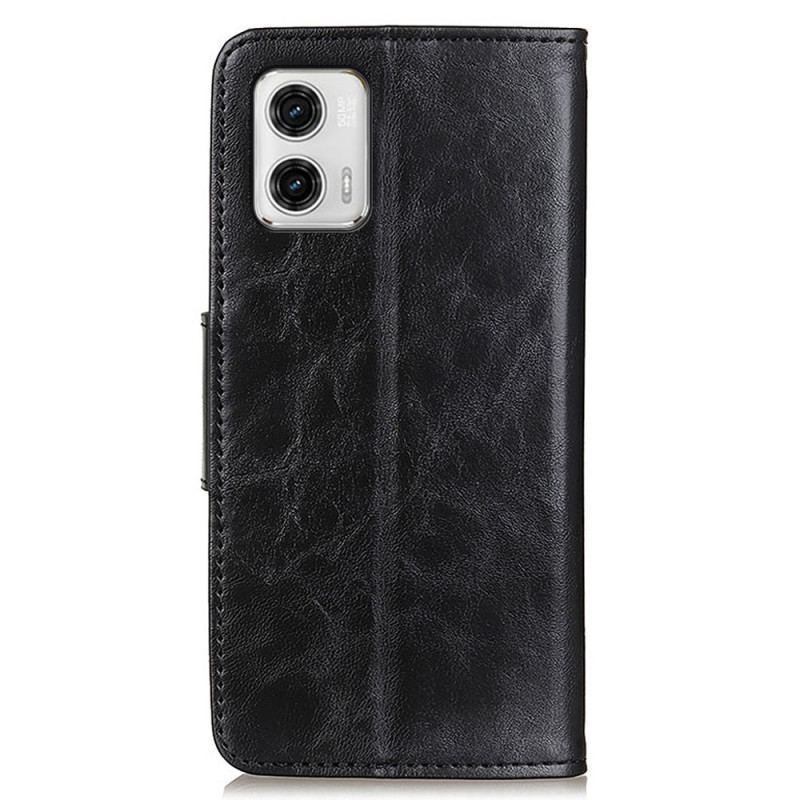 Housse Moto G73 5G Cuir Fendu Fermoir Réversible