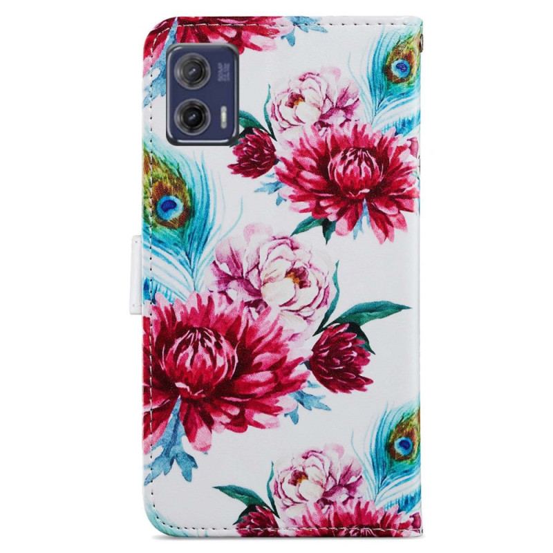 Housse Moto G73 5G Florale à Lanière