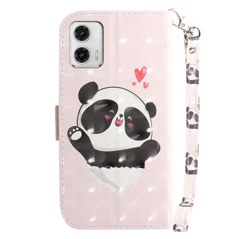 Housse Moto G73 5G Panda Love à Lanière