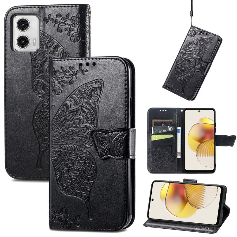 Housse Moto G73 5G Papillon Baroque