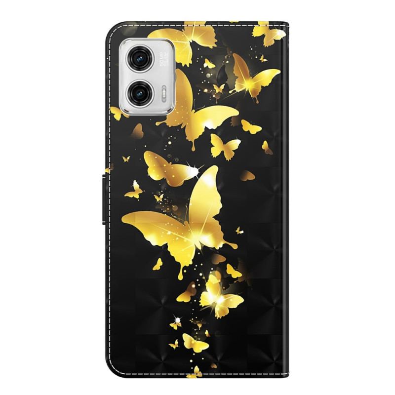 Housse Moto G73 5G Papillons à Lanière