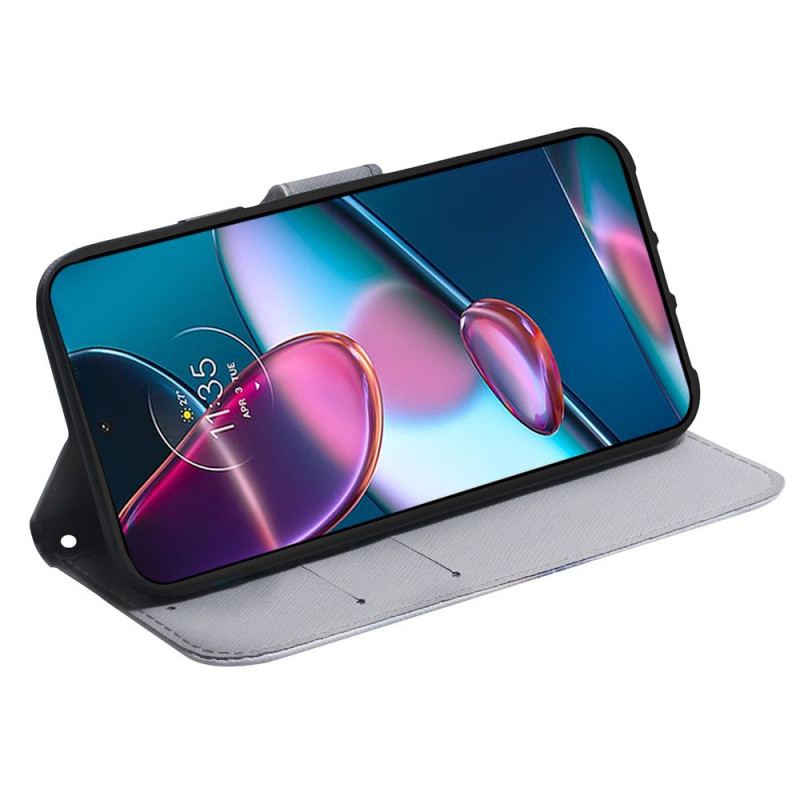 Housse Moto G73 5G Peinture Hiboux à Lanière