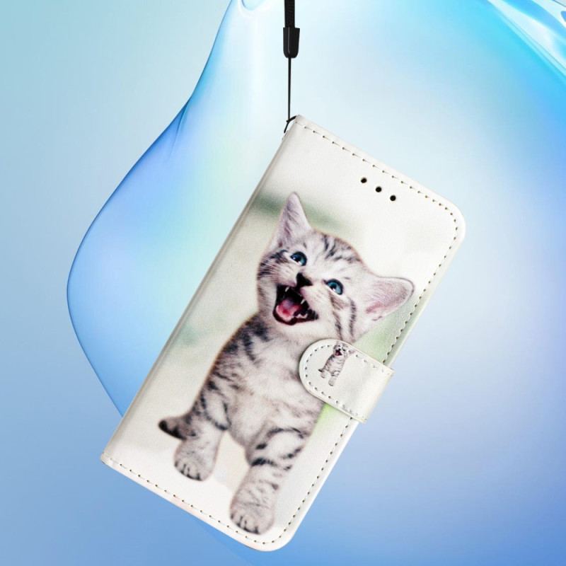 Housse Moto G73 5G Petit Chaton à Lanière