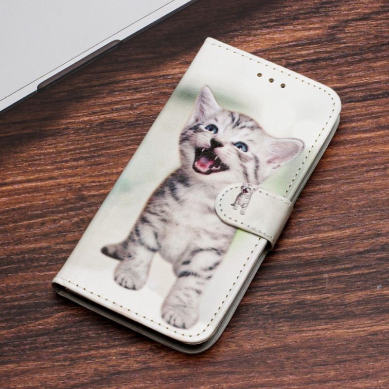 Housse Moto G73 5G Petit Chaton à Lanière