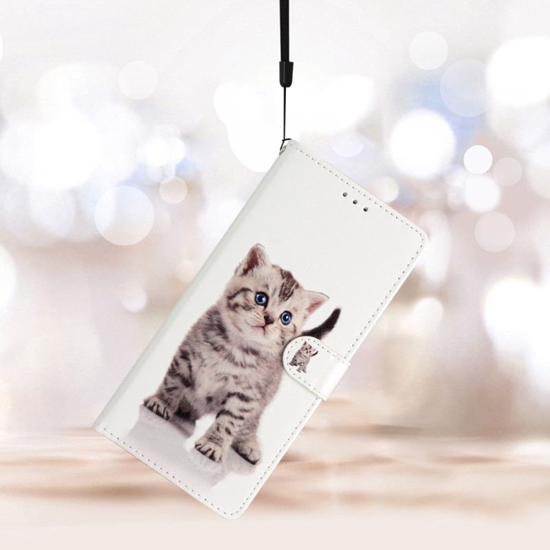 Housse Moto G73 5G Petit Chaton à Lanière