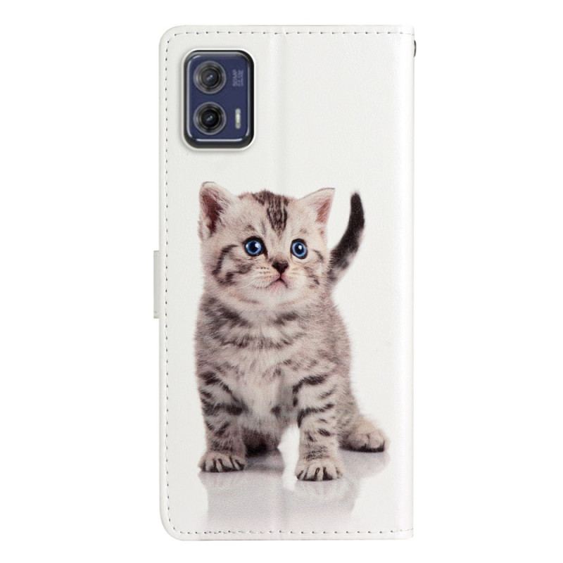 Housse Moto G73 5G Petit Chaton à Lanière