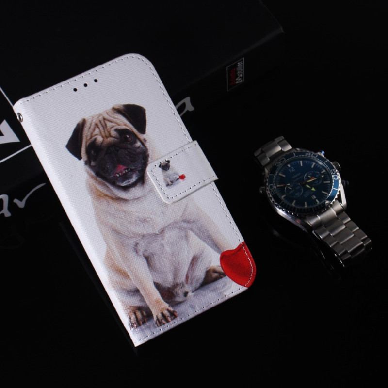 Housse Moto G73 5G Pug Dog à Lanière