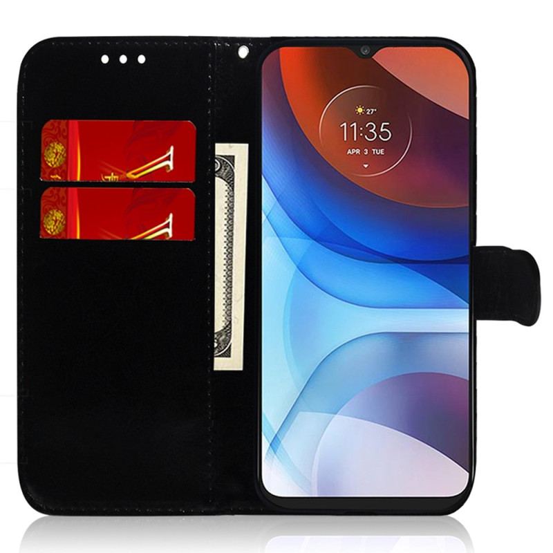 Housse Moto G73 5G Simili Cuir Miroir avec Lanière