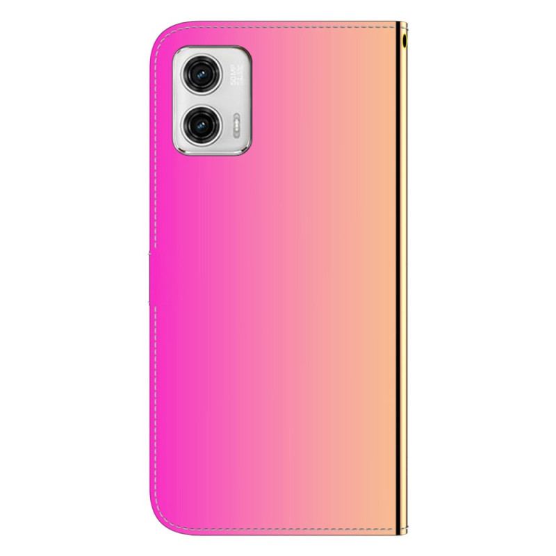 Housse Moto G73 5G Simili Cuir Miroir avec Lanière