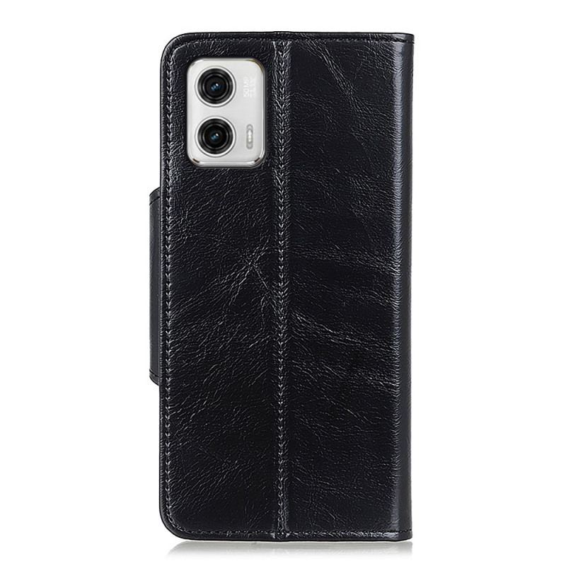 Housse Moto G73 5G Simili Cuir Verni Bouton