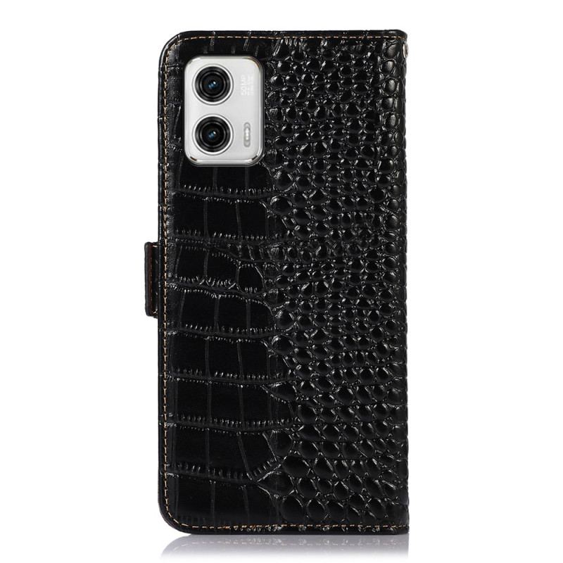 Housse Moto G73 5G Style Crocodile RFID