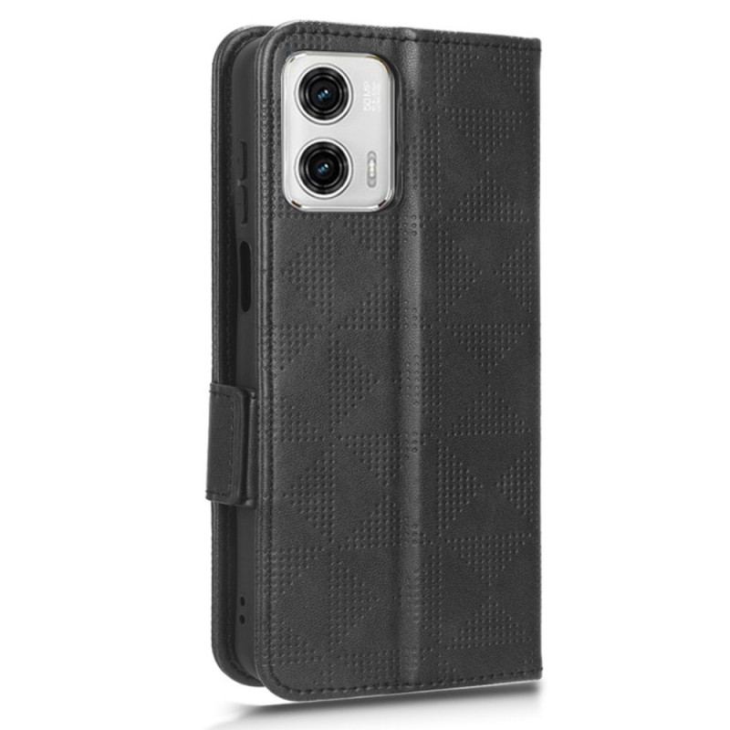 Housse Moto G73 5G Triangles Imprimés avec Lanière