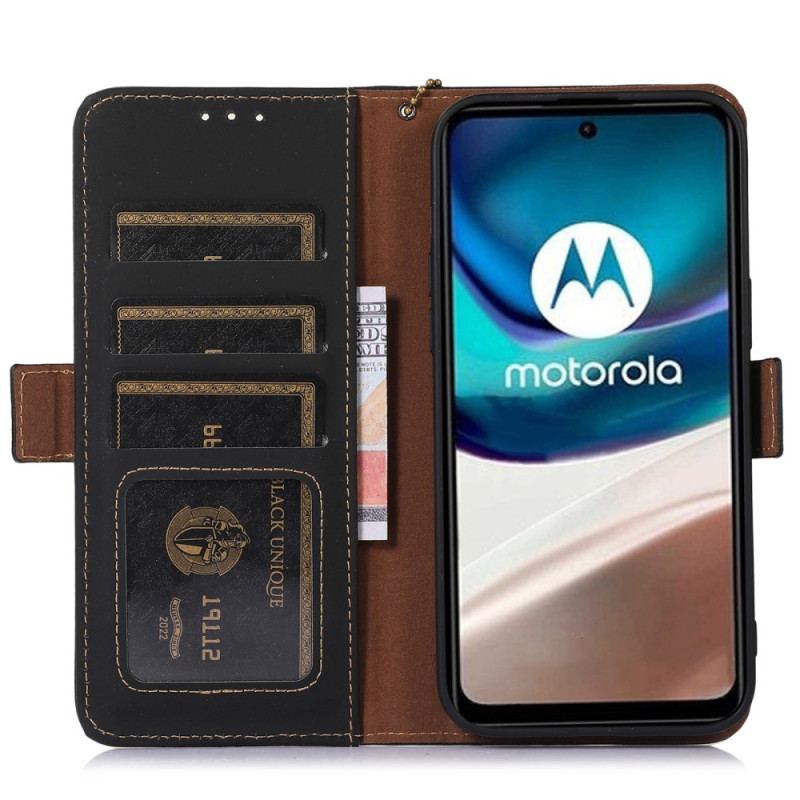 Housse Moto G73 5G Véritable Cuir RFID