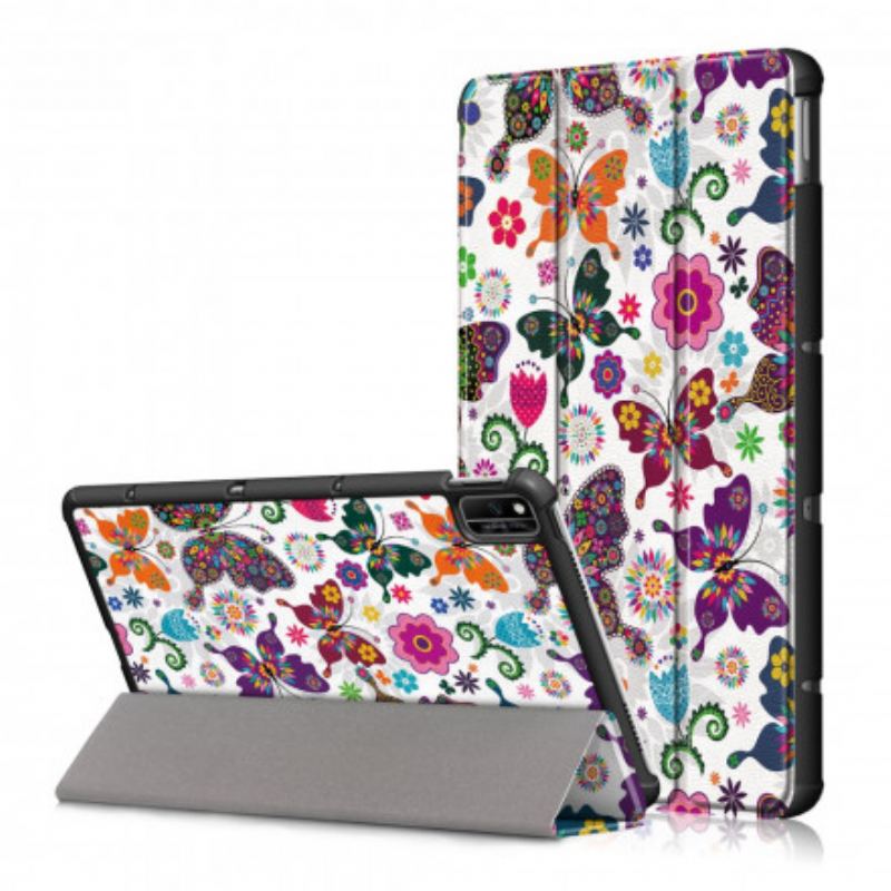 Smart Case Huawei MatePad New Renforcée Papillons et Fleurs Rétros