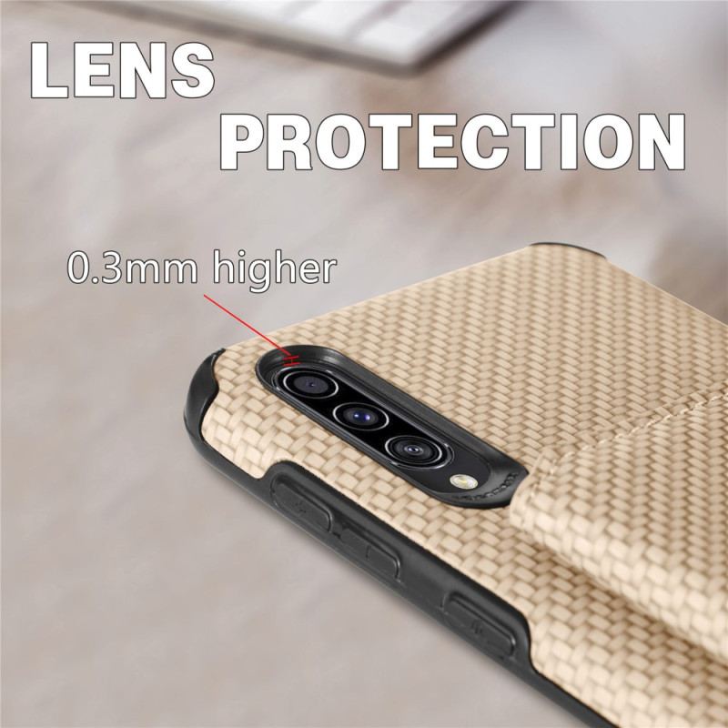 Coque Samsung Galaxy M13 Fibre de Carbone et Portefeuille Magnétique