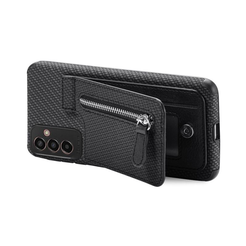 Coque Samsung Galaxy M13 Fibre Carbone Porte-Cartes Support