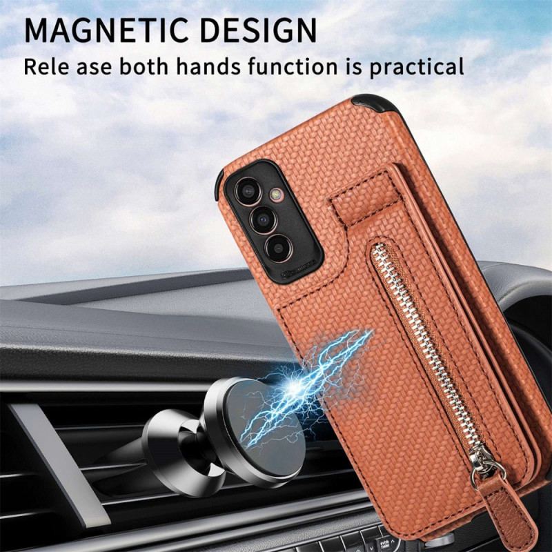 Coque Samsung Galaxy M13 Fibre Carbone Porte-Cartes Support