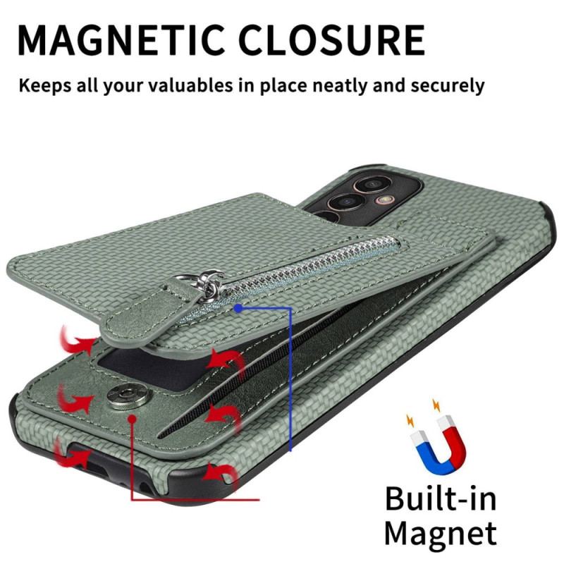 Coque Samsung Galaxy M13 Fibre Carbone Porte-Cartes Support