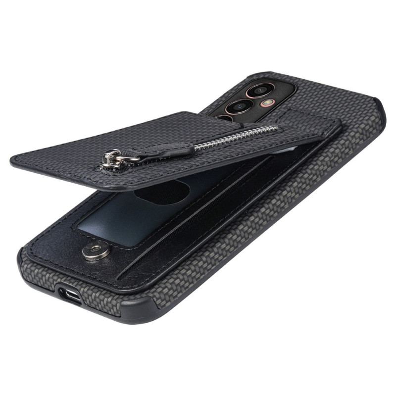 Coque Samsung Galaxy M13 Fibre Carbone Porte-Cartes Support