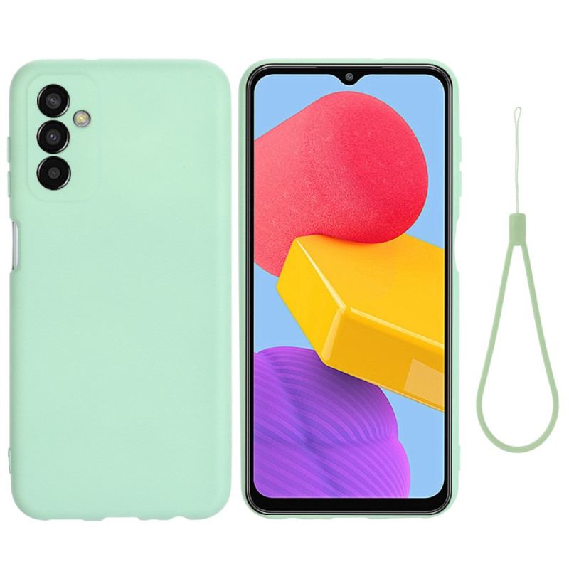 Coque Samsung Galaxy M13 Silicone Liquide avec Lanière