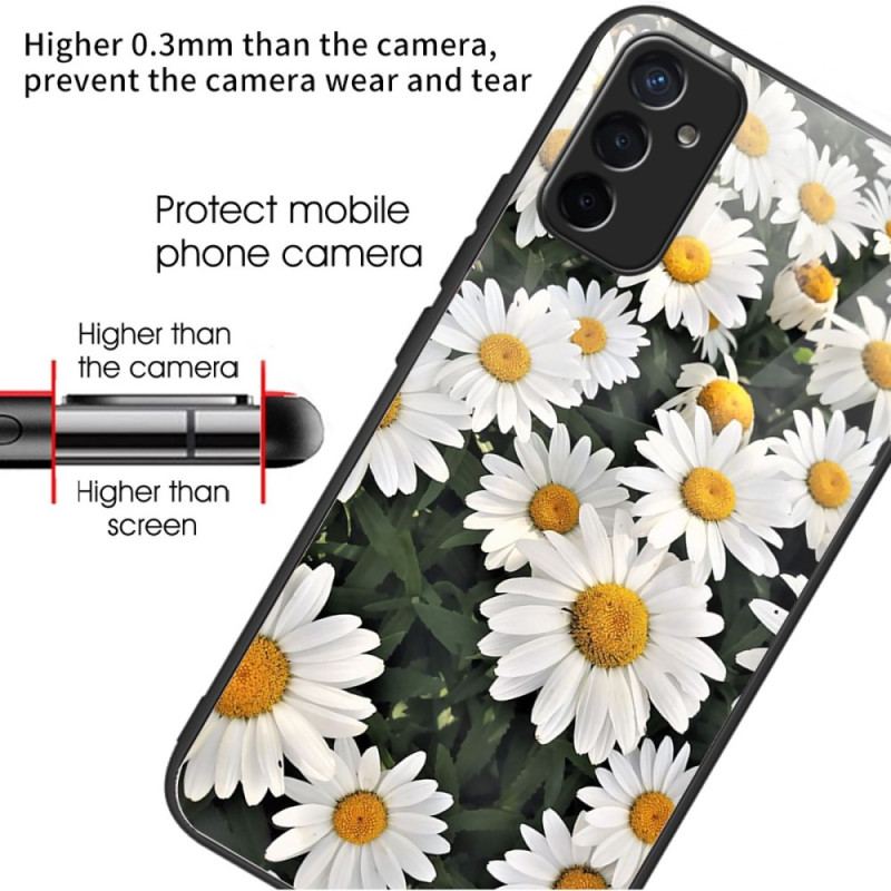 Coque Samsung Galaxy M13 Verre Trempé Marguerites