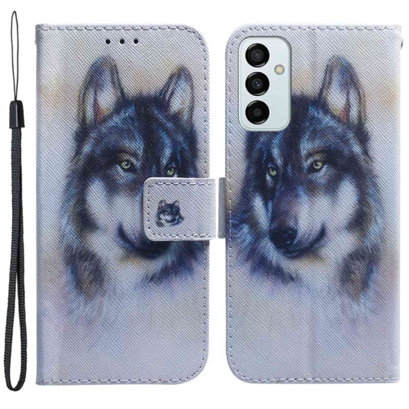 Housse Samsung Galaxy M13 Chien Aquarelle à Lanière