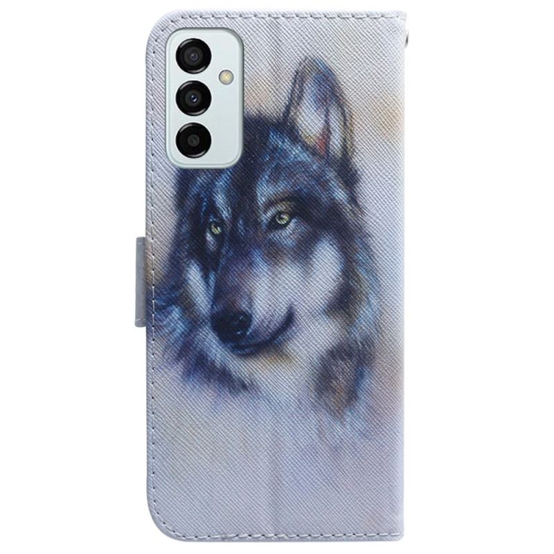 Housse Samsung Galaxy M13 Chien Aquarelle à Lanière