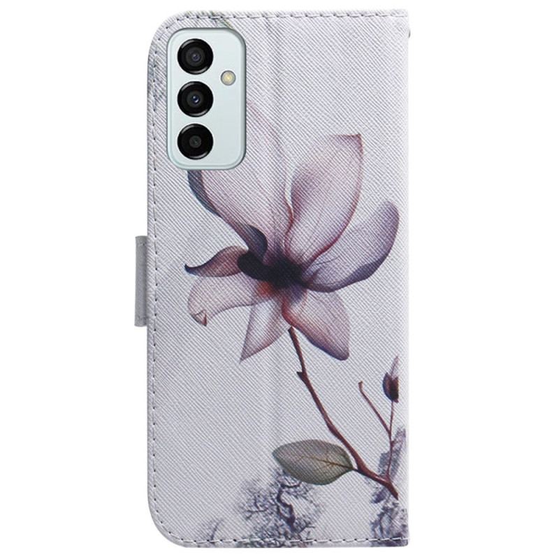 Housse Samsung Galaxy M13 Fleur Vintage à Lanière