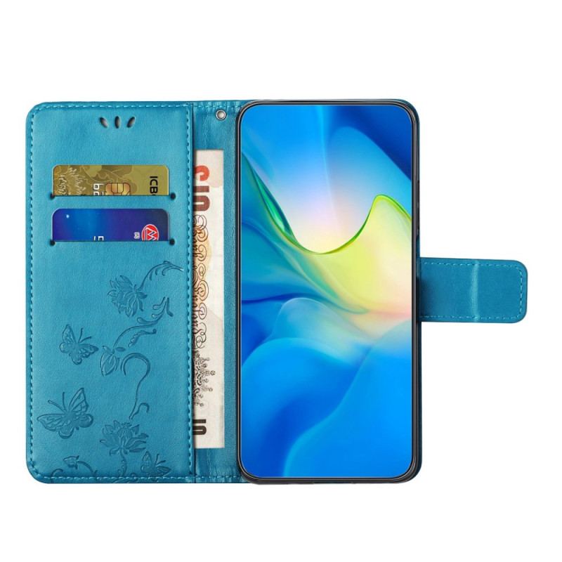 Housse Samsung Galaxy M13 Fleurettes à Lanière