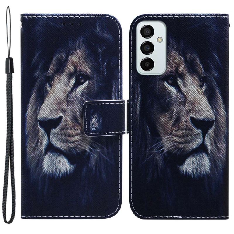 Housse Samsung Galaxy M13 Lion à Lanière