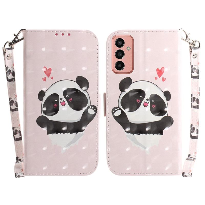 Housse Samsung Galaxy M13 Love Panda avec Lanière