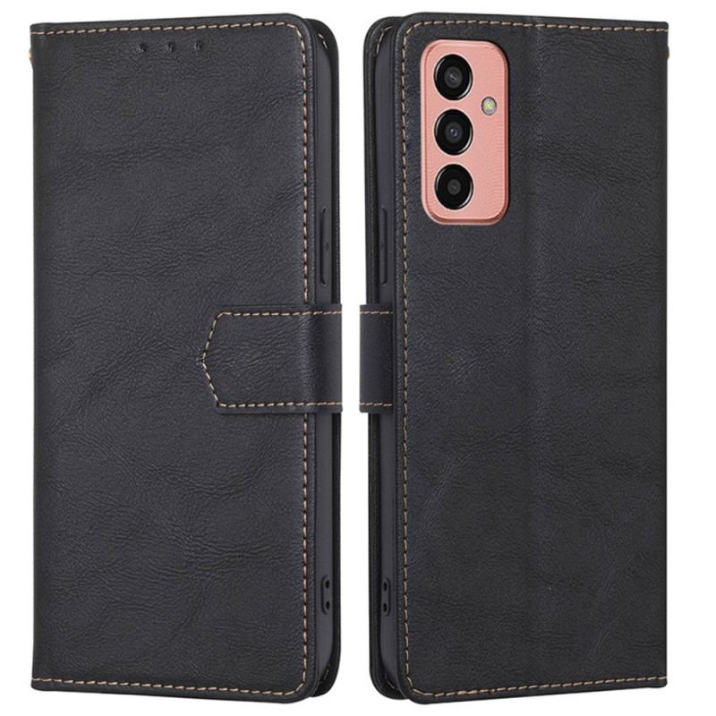 Housse Samsung Galaxy M13 Simili Cuir Vintage et Coutures