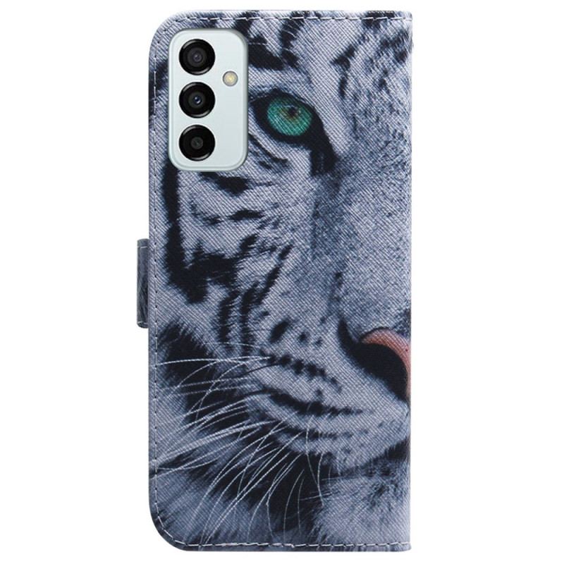 Housse Samsung Galaxy M13 Tigre Blanc à Lanière