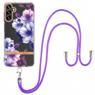 Coque Samsung Galaxy A54 5G à Cordon Fleurs