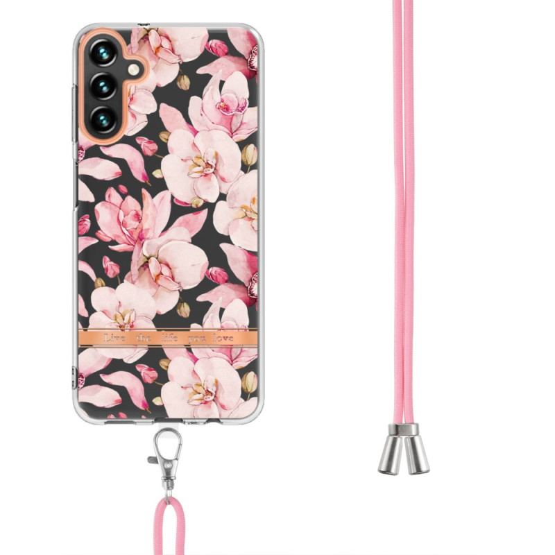 Coque Samsung Galaxy A54 5G à Cordon Fleurs