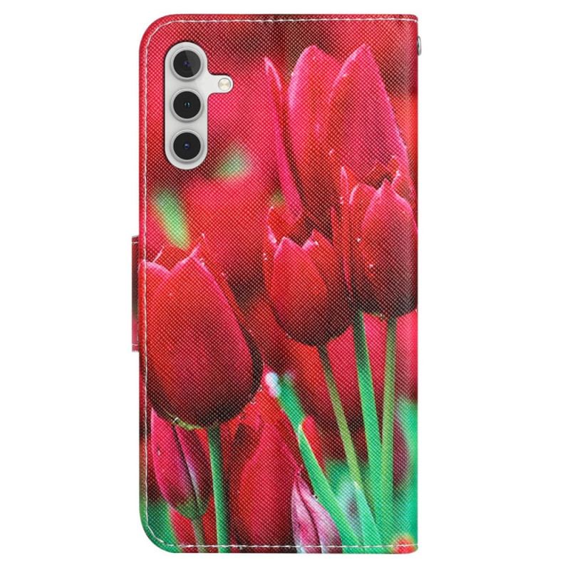 Housse Samsung Galaxy A54 5G Fleurs à Lanière