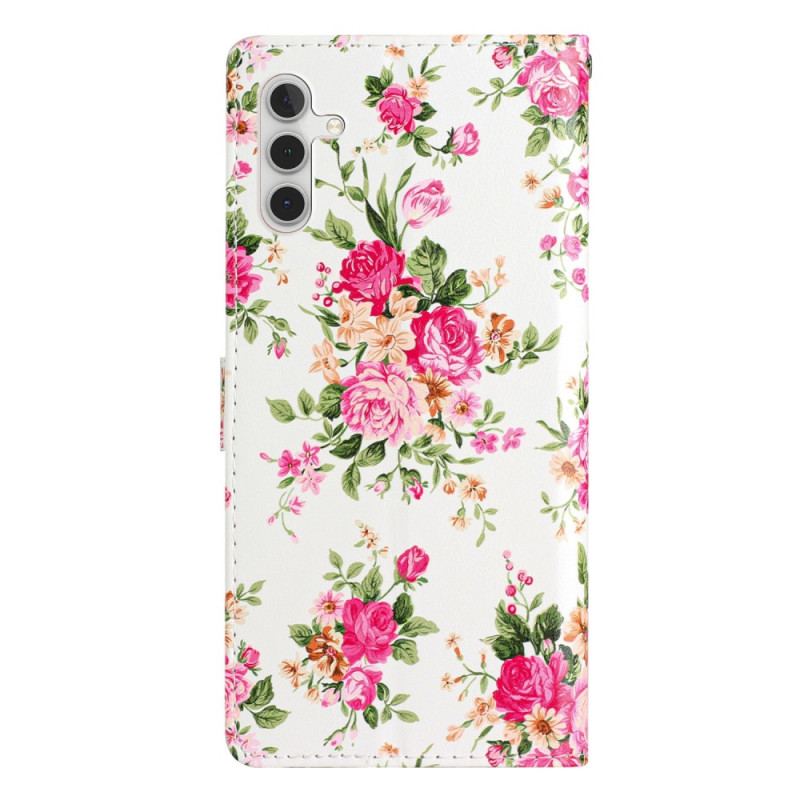 Housse Samsung Galaxy A54 5G Fleurs Liberty à Lanière