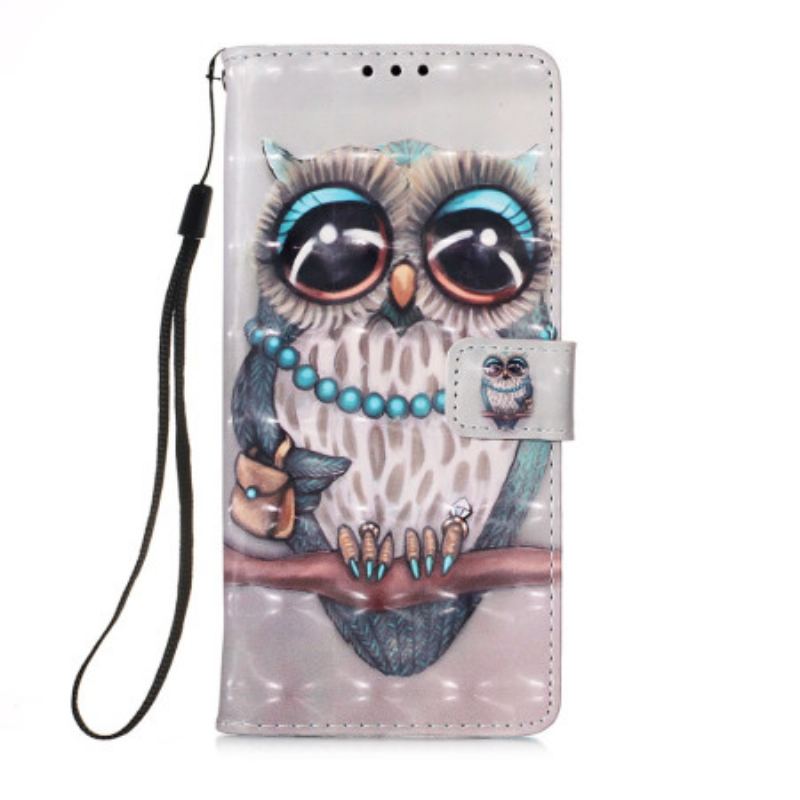 Housse Samsung Galaxy A54 5G Miss Hibou avec Lanière