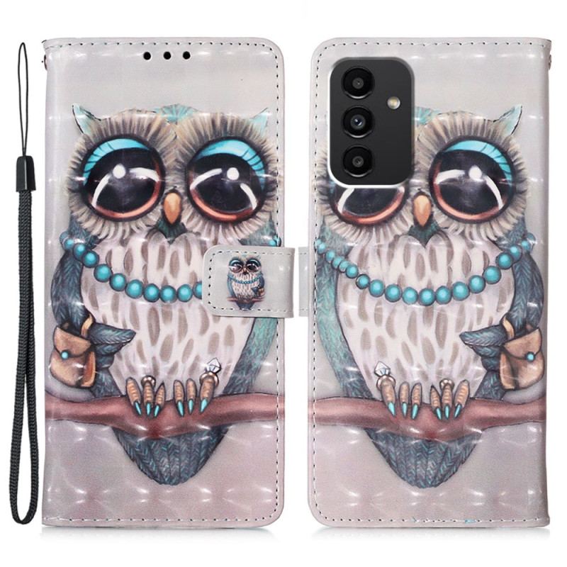 Housse Samsung Galaxy A54 5G Miss Hibou avec Lanière