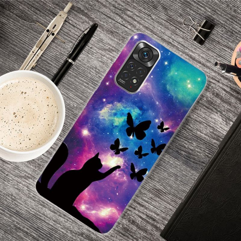 Coque Xiaomi Redmi Note 11 / 11s Chat et Papillons Dans l'Espace