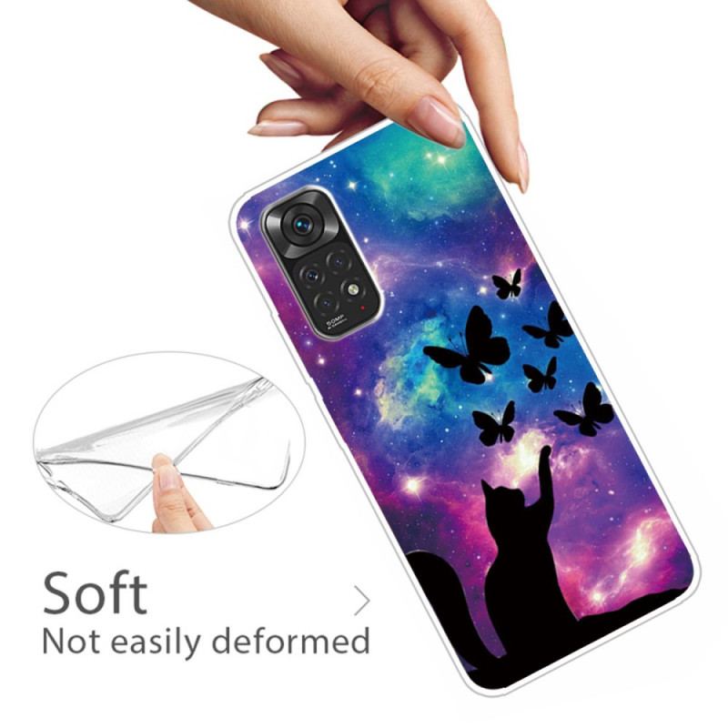 Coque Xiaomi Redmi Note 11 / 11s Chat et Papillons Dans l'Espace