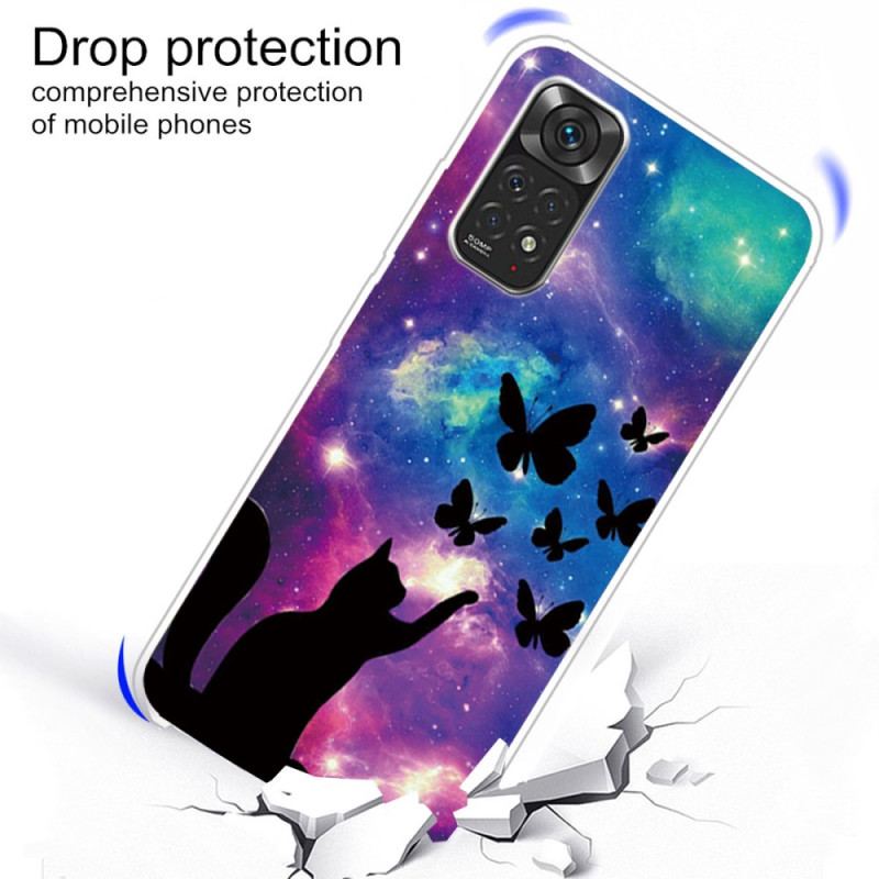 Coque Xiaomi Redmi Note 11 / 11s Chat et Papillons Dans l'Espace