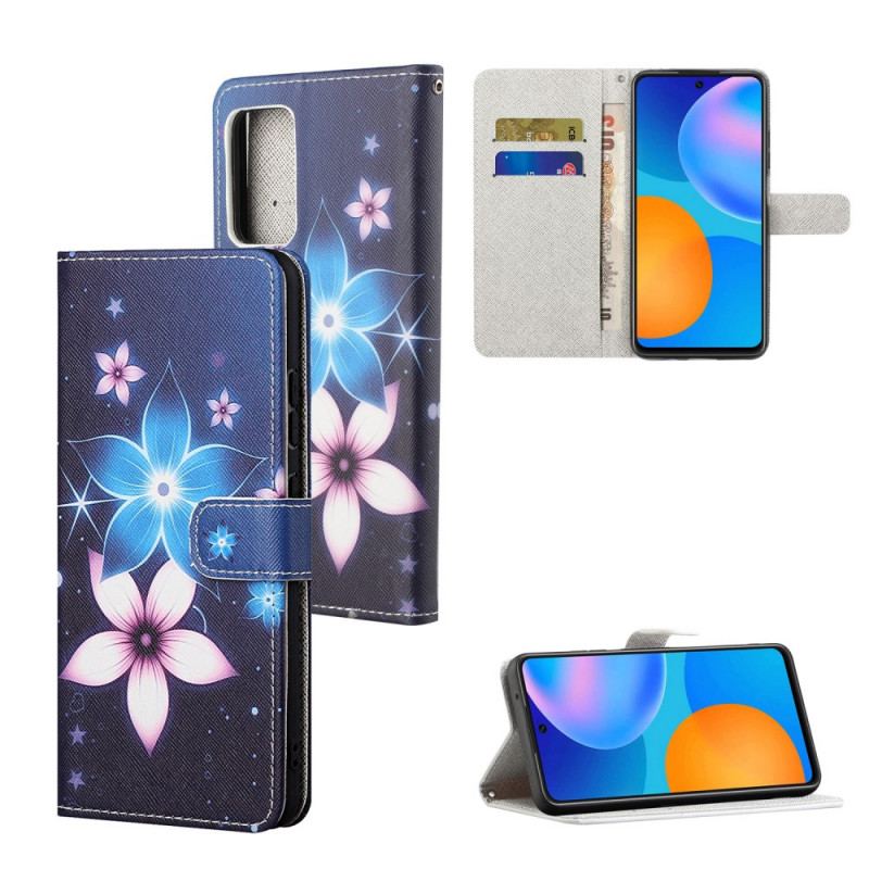 Housse Xiaomi Redmi Note 11 / 11s Fleurs Lunaires à Lanière